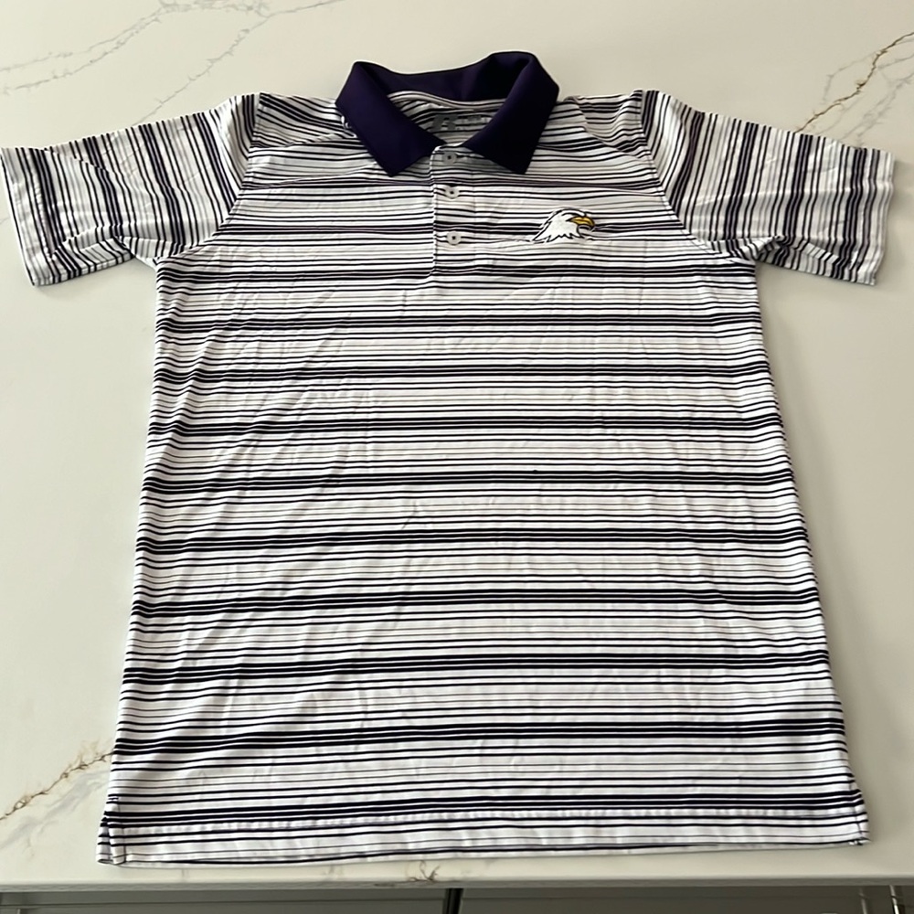 Russell Athletics Ashland Eagles Purple and White Polo. Size Medium.